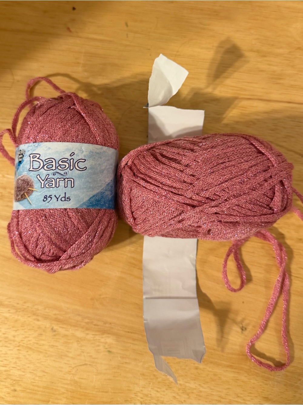 Dusty Rose, Sparkly Pink Craft Yarn, 2 Rolls